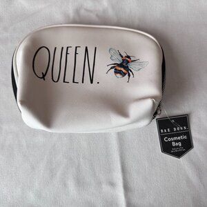 NWT Rae Dunn White QUEEN BEE Cosmetic Bag